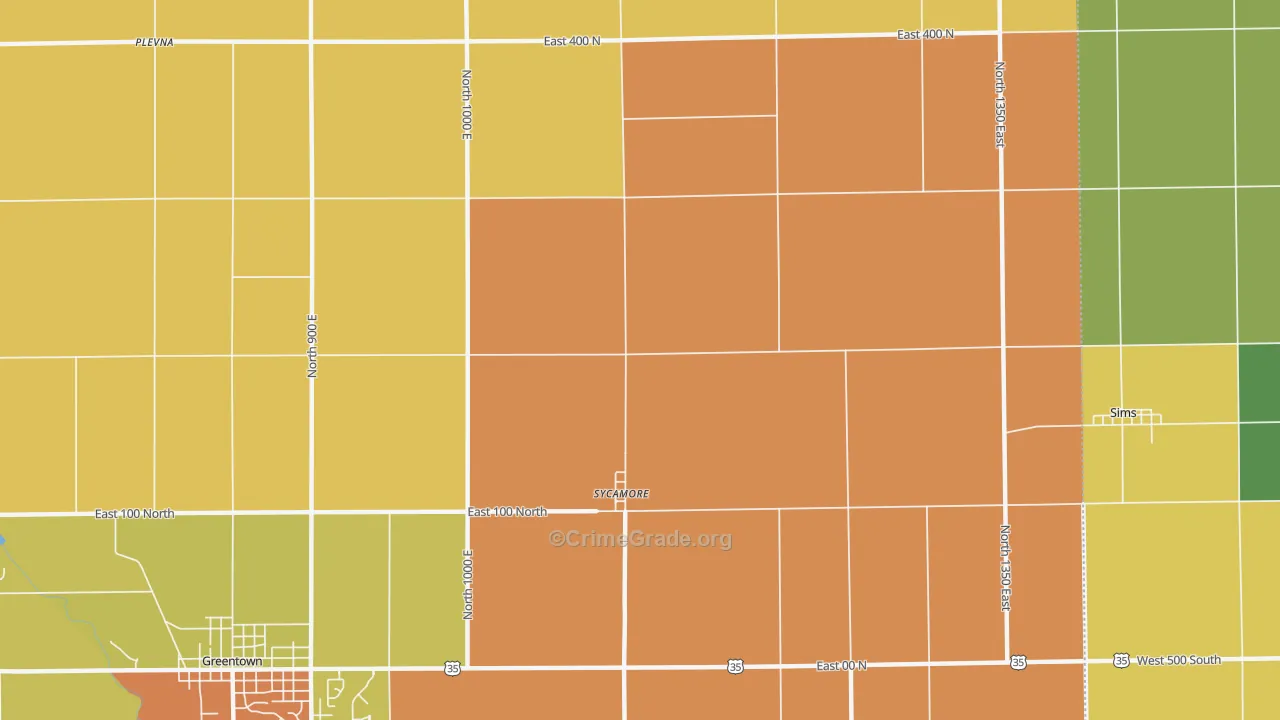 Sycamore, IN Map of Robbery Rates