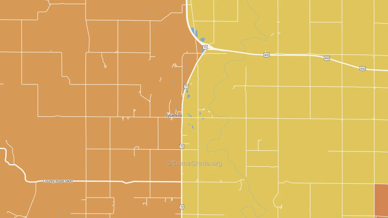 Sycamore, KS Map of Robbery Rates