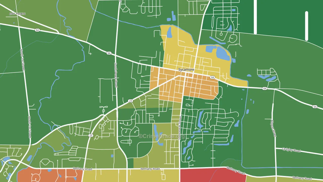 Sycamore Manor, Sycamore, IL Map of Robbery Rates