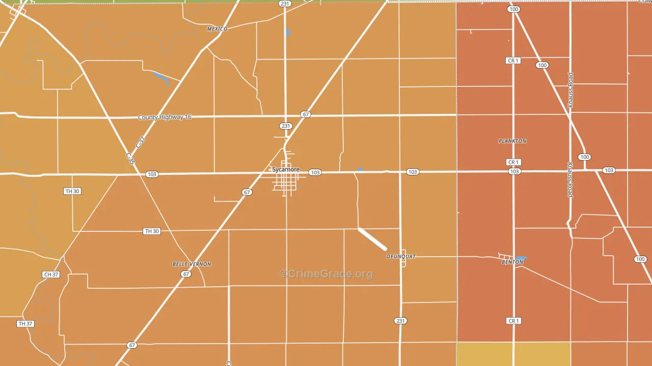 Sycamore, OH Map of Robbery Rates