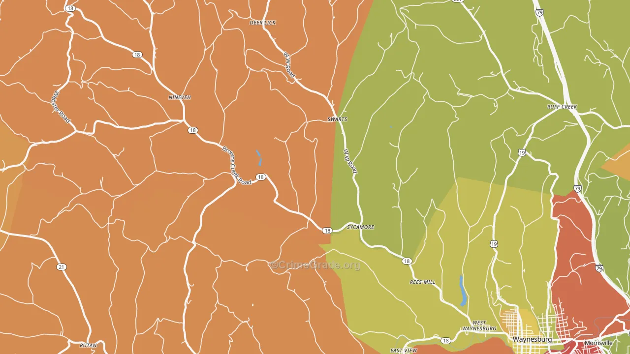 Sycamore, PA Map of Robbery Rates