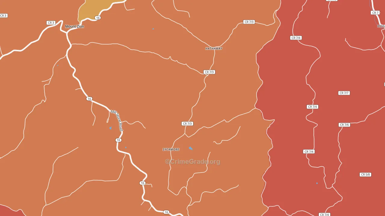 Sycamore, WV Map of Robbery Rates