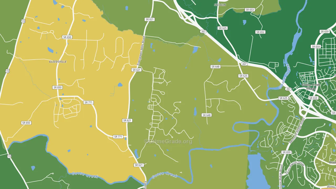 Sycolin, VA Map of Robbery Rates