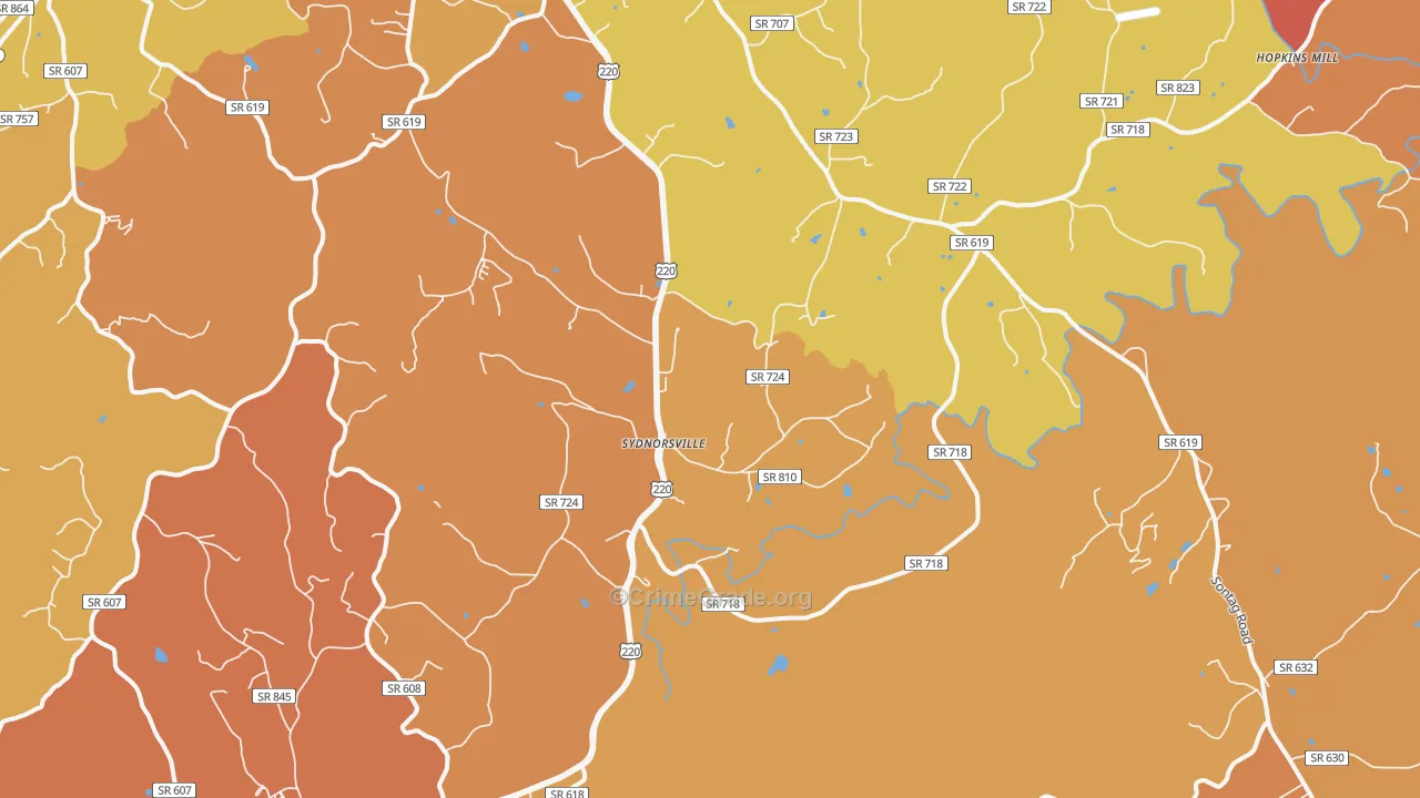 Sydnorsville, VA Map of Robbery Rates
