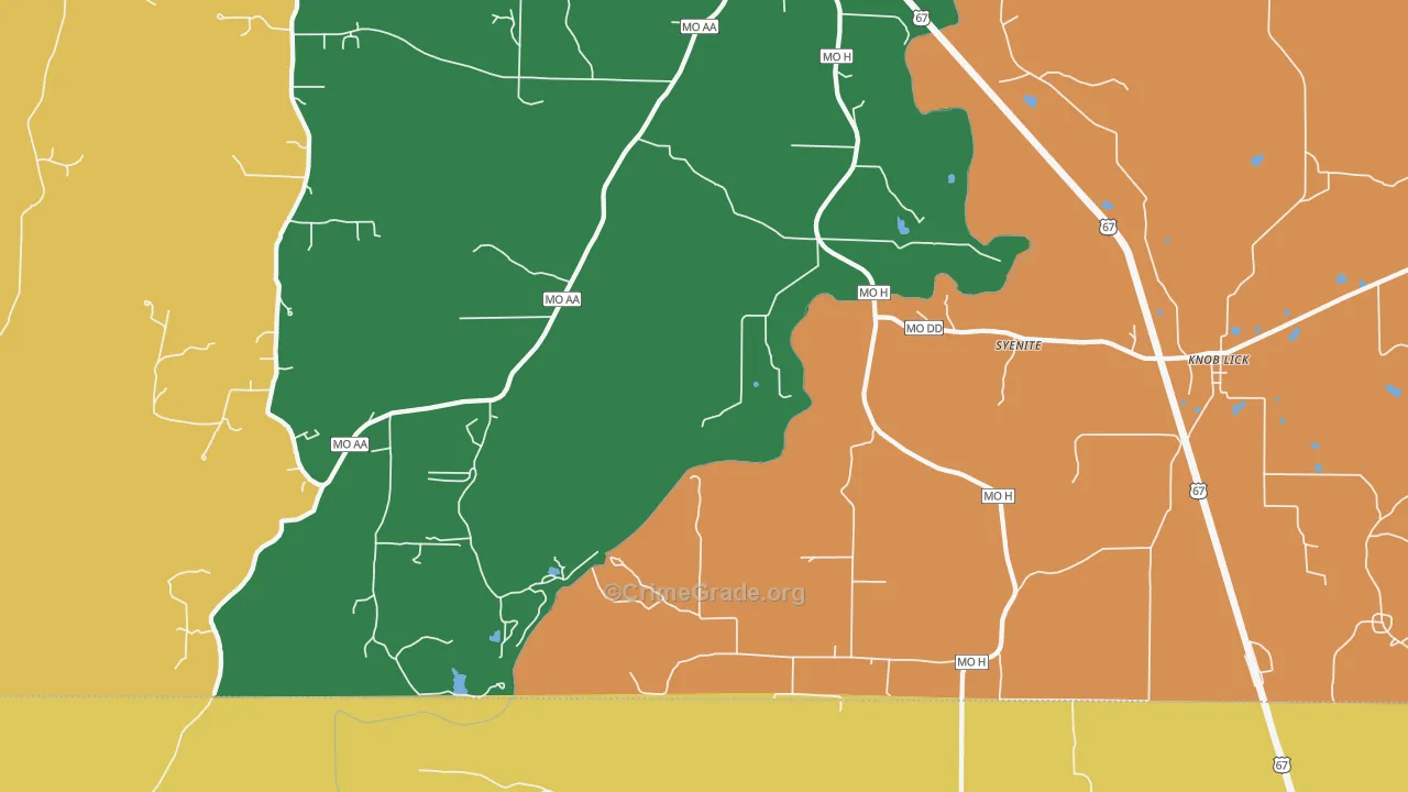 Syenite, MO Map of Robbery Rates