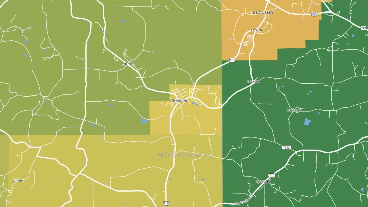 Sykesville, PA Map of Robbery Rates