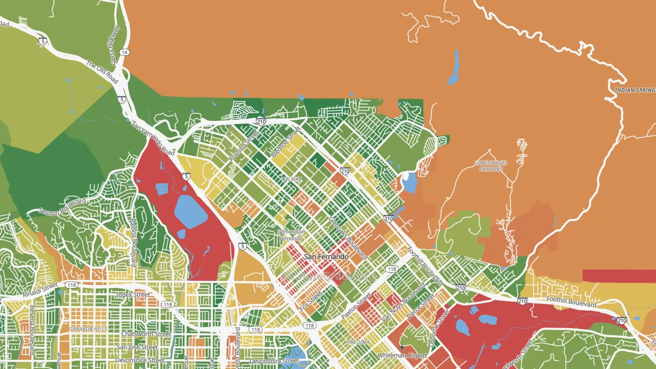 Sylmar, CA Map of Robbery Rates