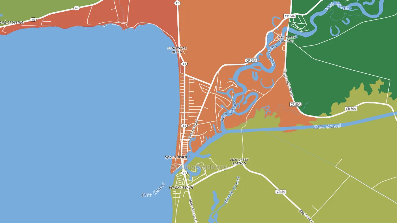 Sylvan Beach, NY Map of Robbery Rates