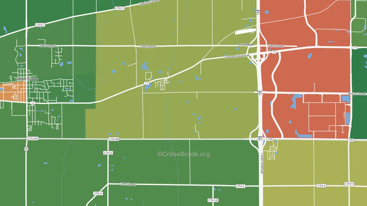 Sylvania, WI Map of Robbery Rates