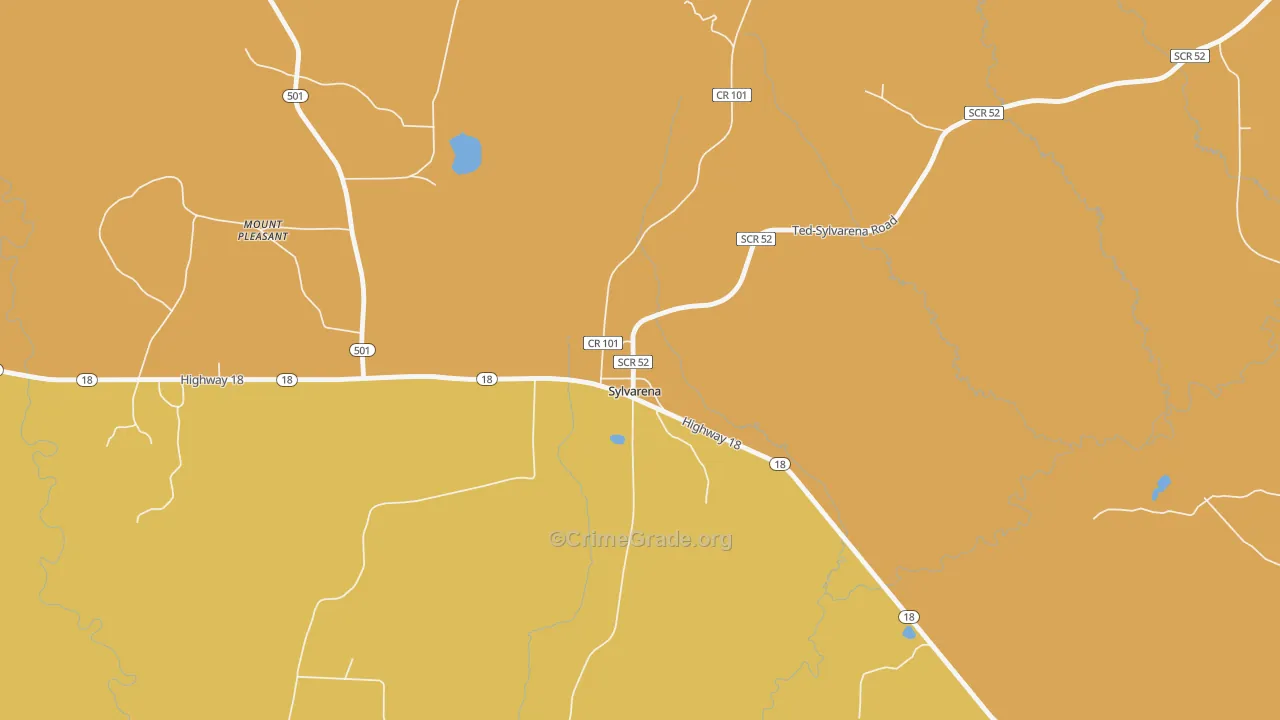 Sylvarena, MS Map of Robbery Rates