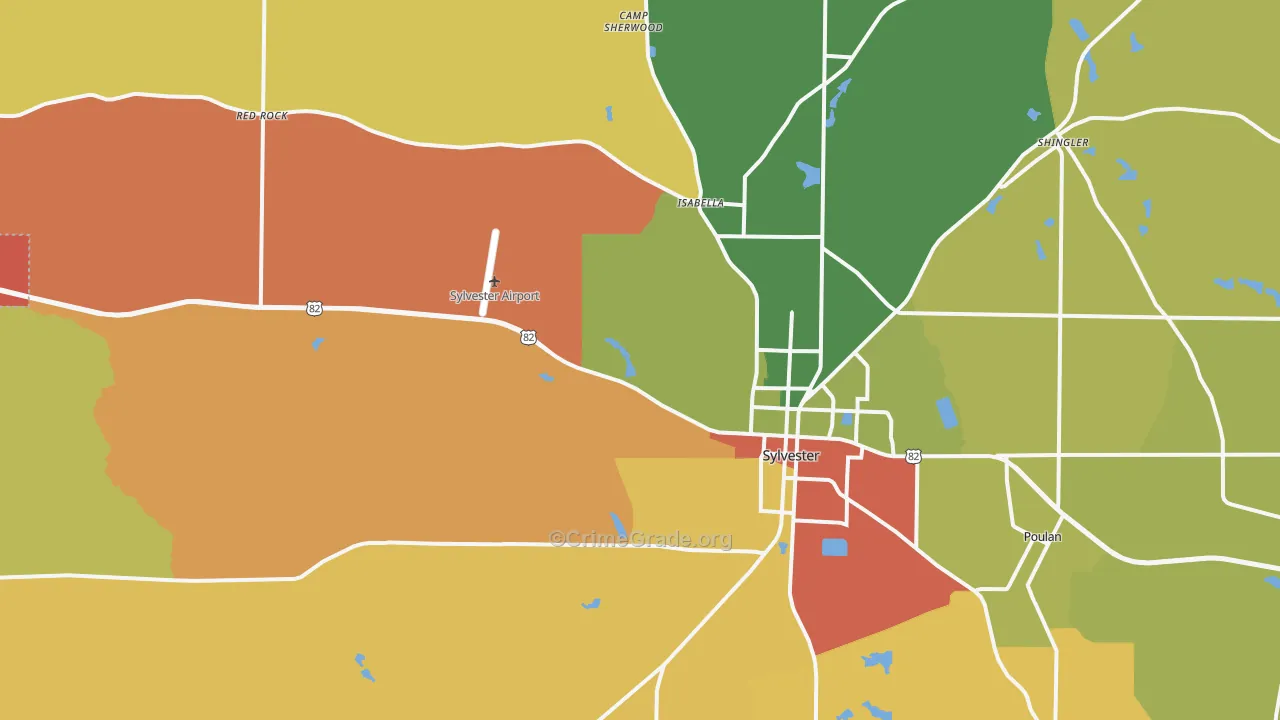 Sylvester, GA Map of Robbery Rates