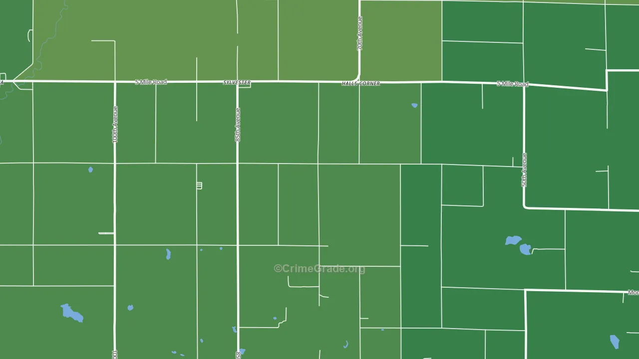 Sylvester, MI Map of Robbery Rates