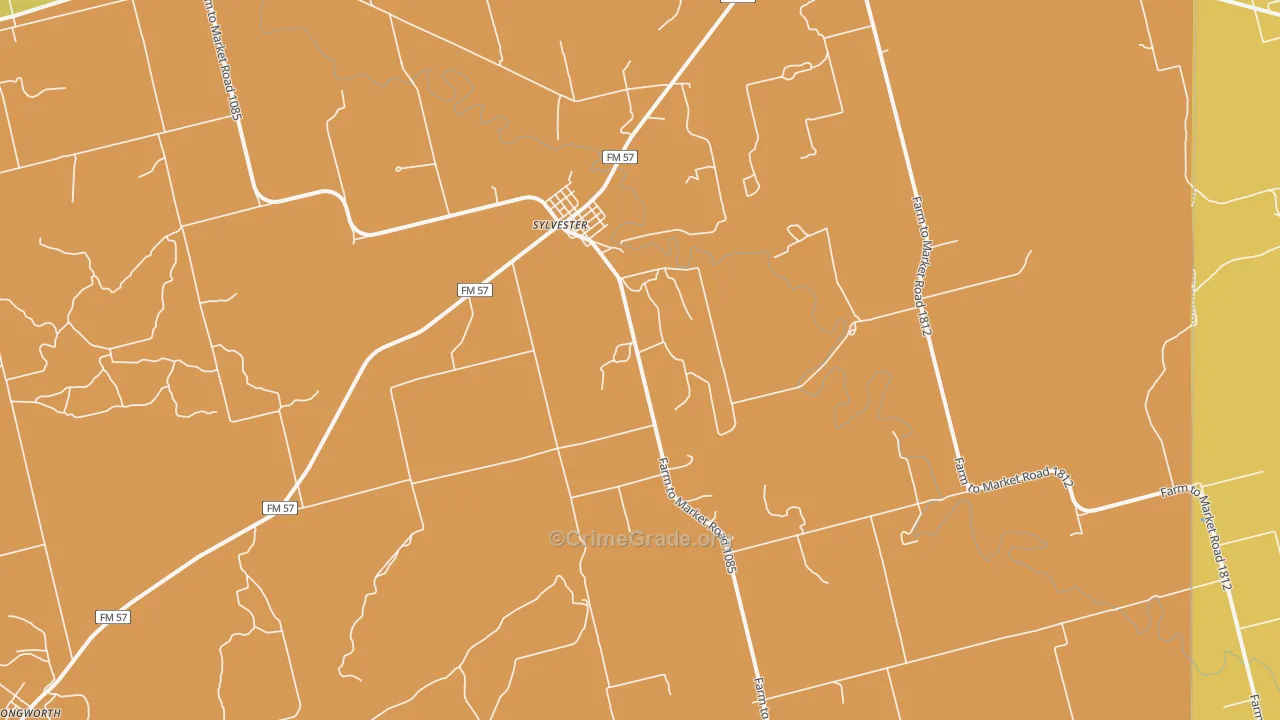 Sylvester, TX Map of Robbery Rates
