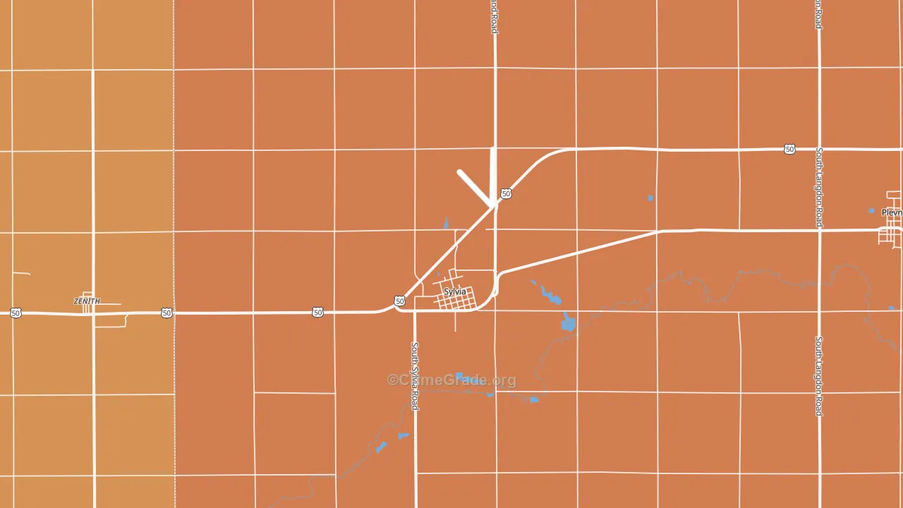 Sylvia, KS Map of Robbery Rates