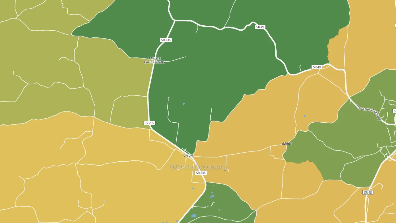 Sylvia, TN Map of Robbery Rates
