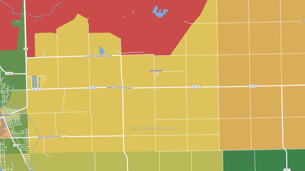 Symerton, IL Map of Robbery Rates
