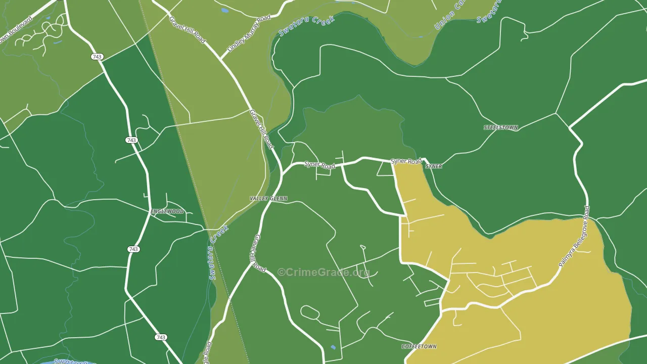 Syner, PA Map of Robbery Rates