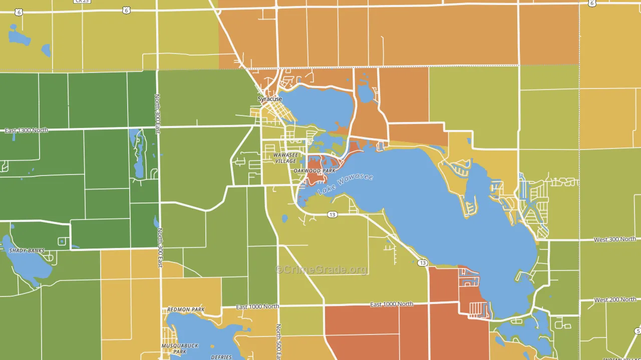 Syracuse, IN Map of Robbery Rates