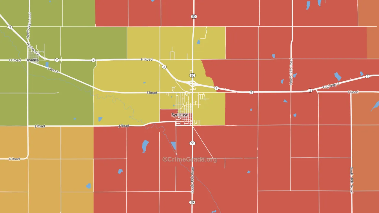 Syracuse, NE Map of Robbery Rates