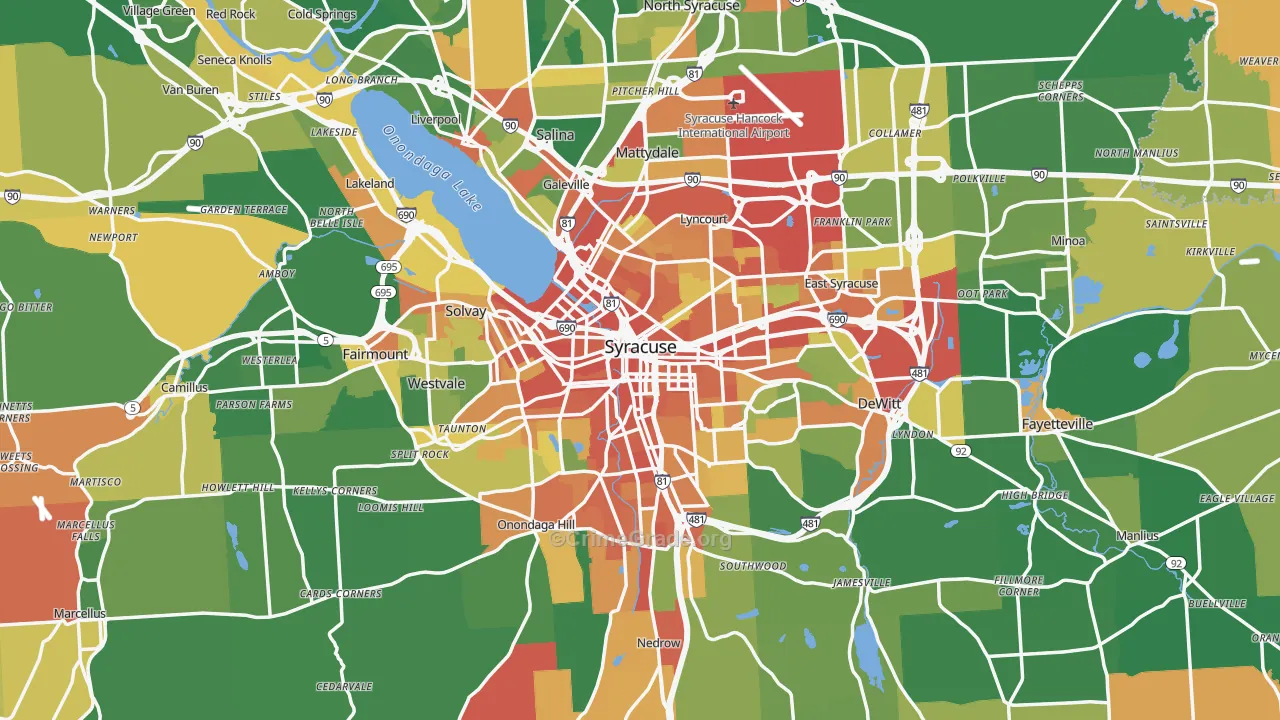 Syracuse, NY Map of Robbery Rates