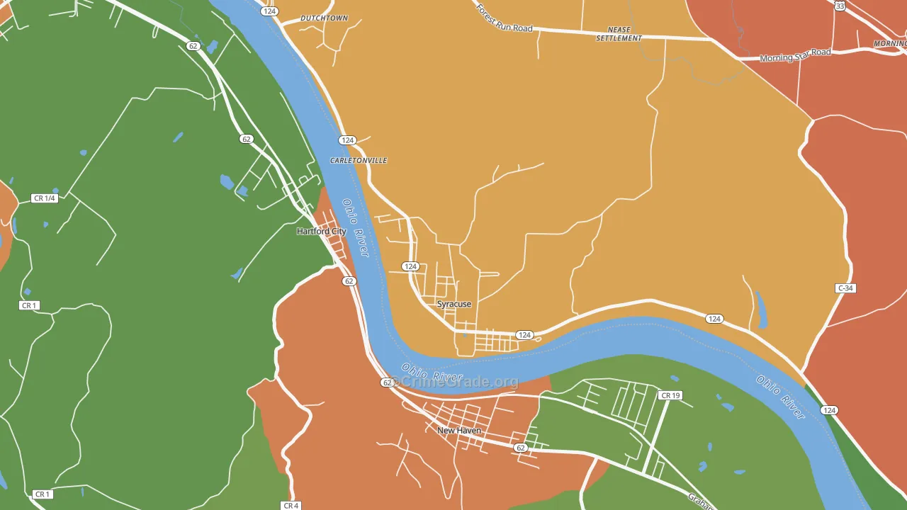Syracuse, OH Map of Robbery Rates