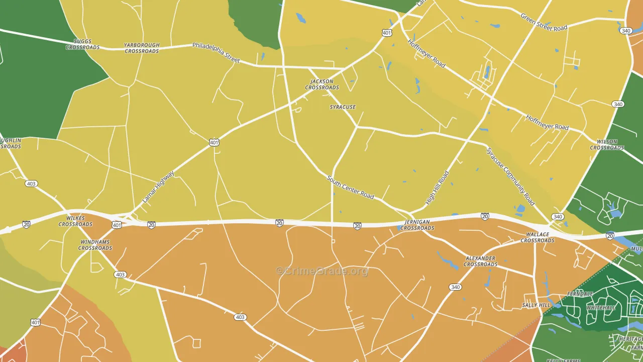 Syracuse, SC Map of Robbery Rates