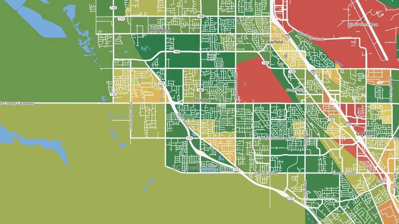 Syracuse, UT Map of Robbery Rates