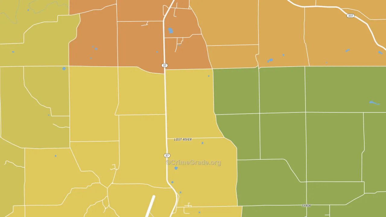 Syria, IN Map of Robbery Rates