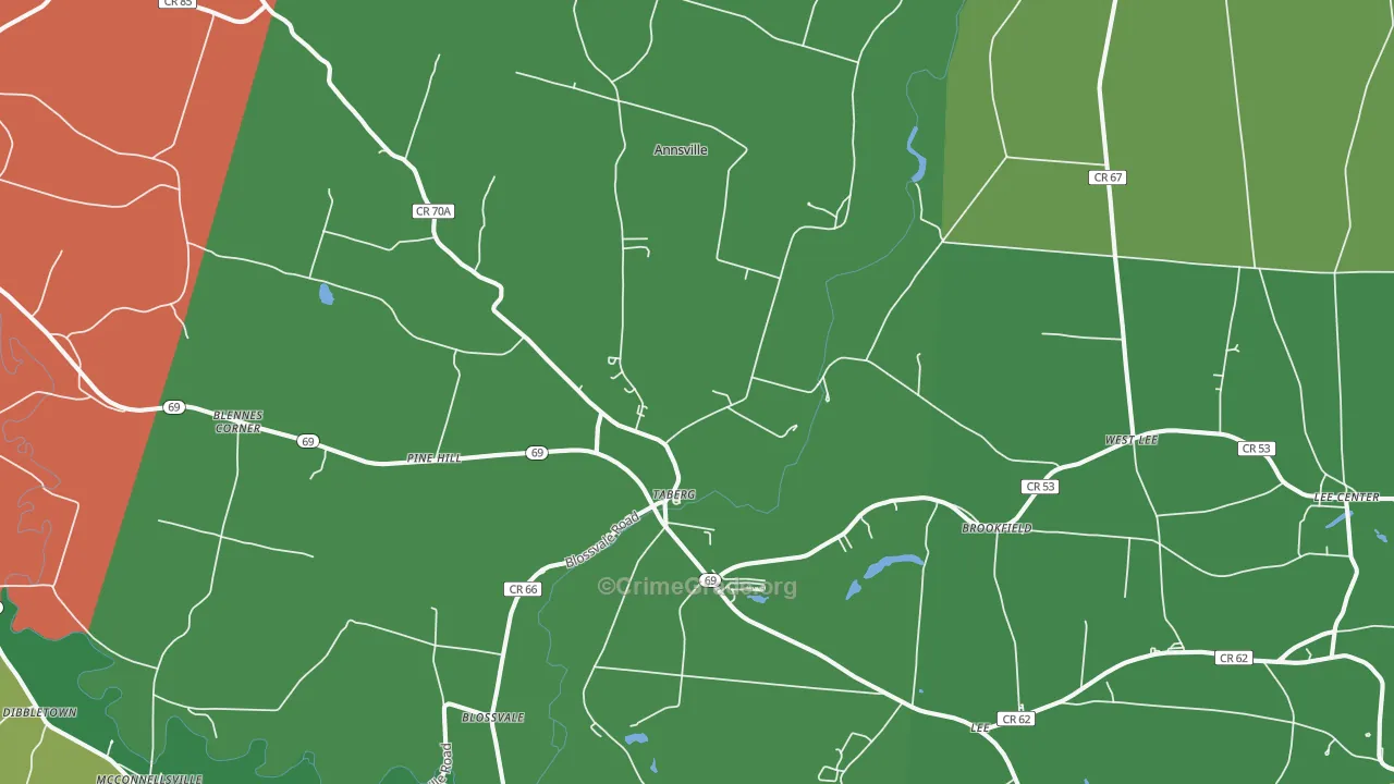 Taberg, NY Map of Robbery Rates