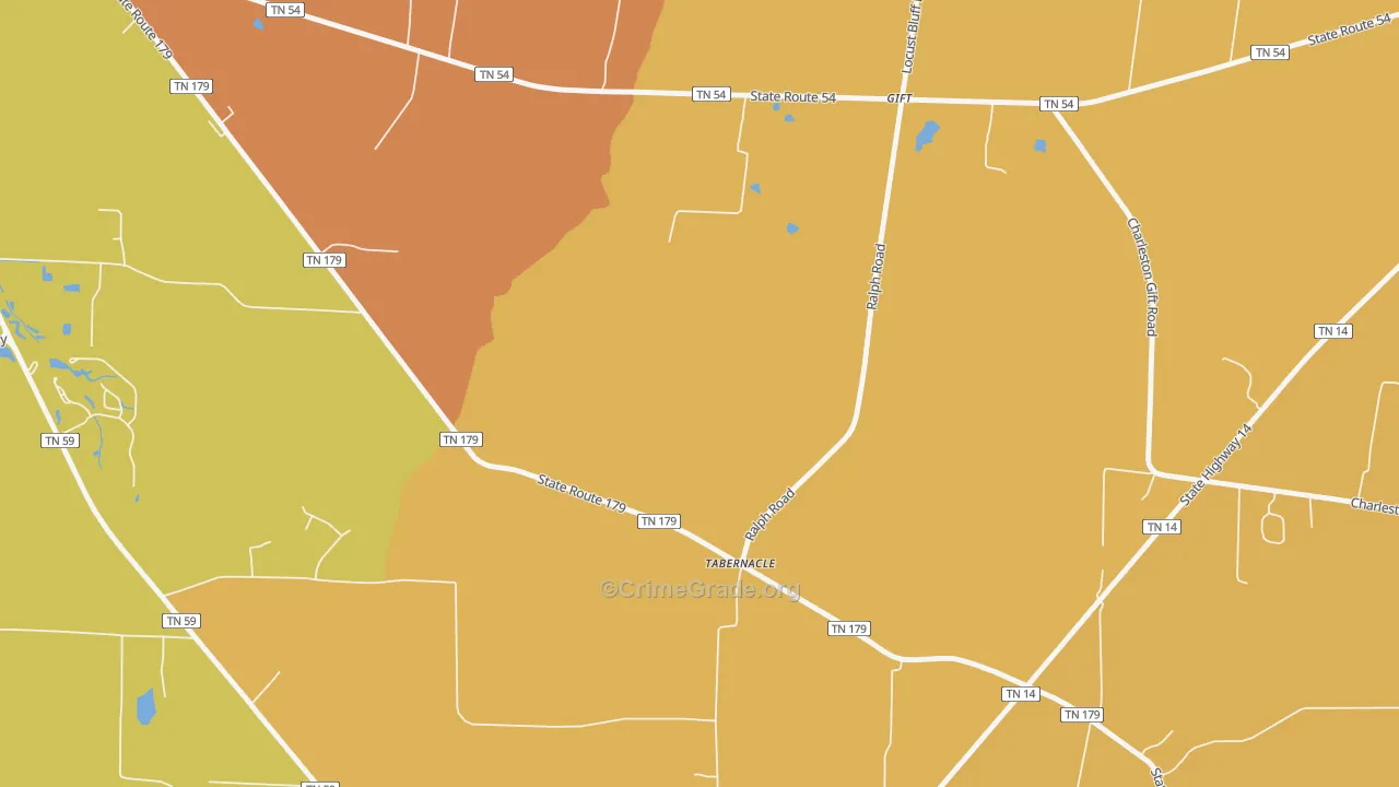 Tabernacle, TN Map of Robbery Rates