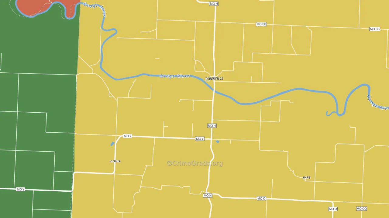 Taberville, MO Map of Robbery Rates