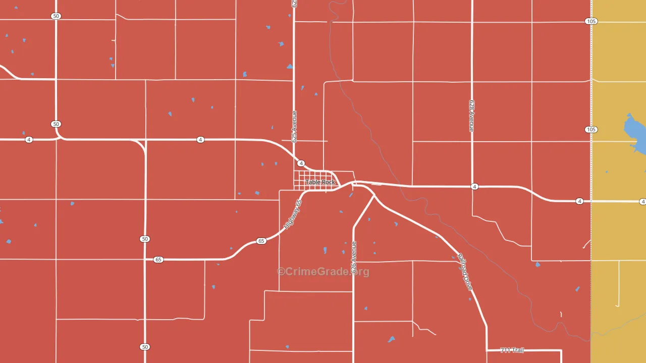 Table Rock, NE Map of Robbery Rates