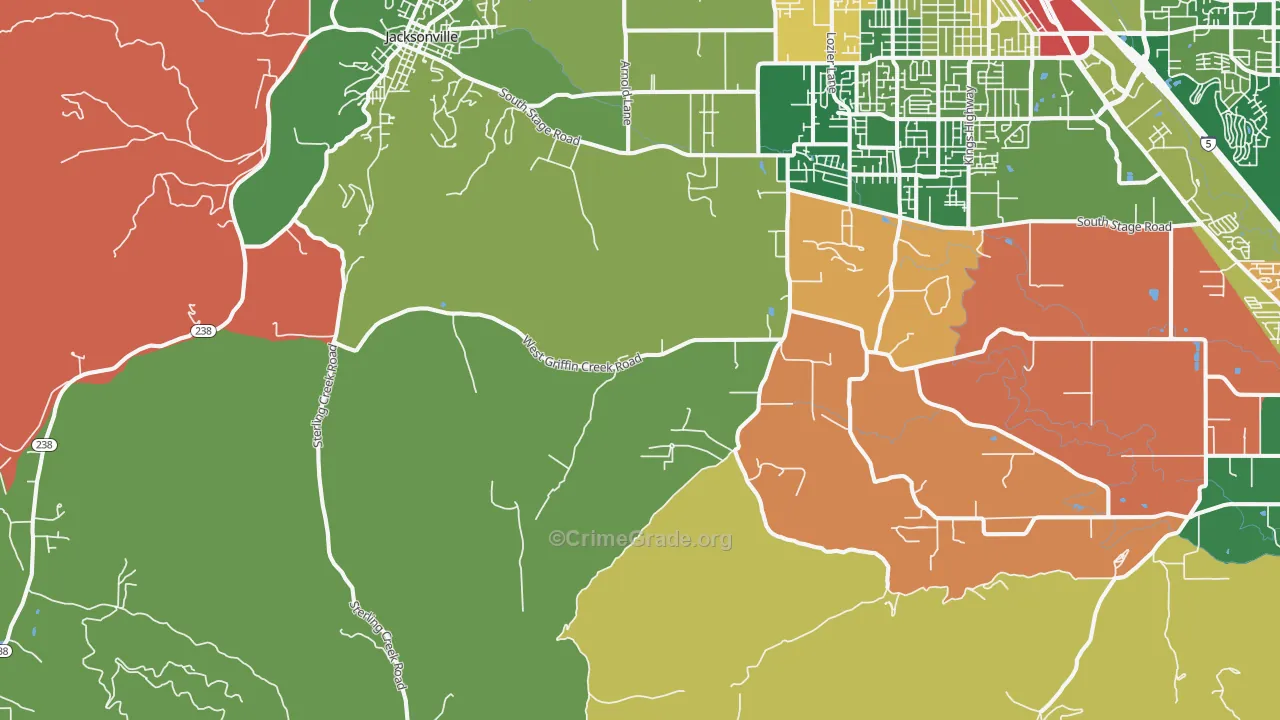 Table Rock, OR Map of Robbery Rates