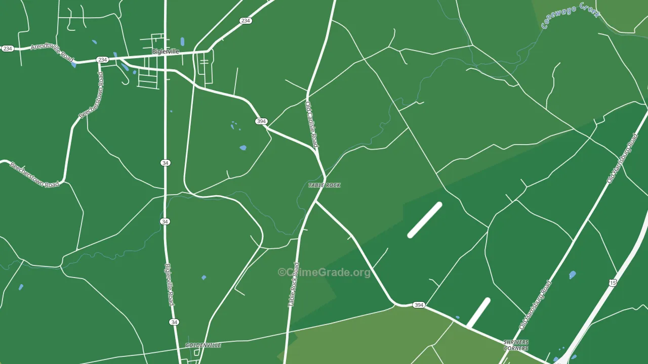 Table Rock, PA Map of Robbery Rates