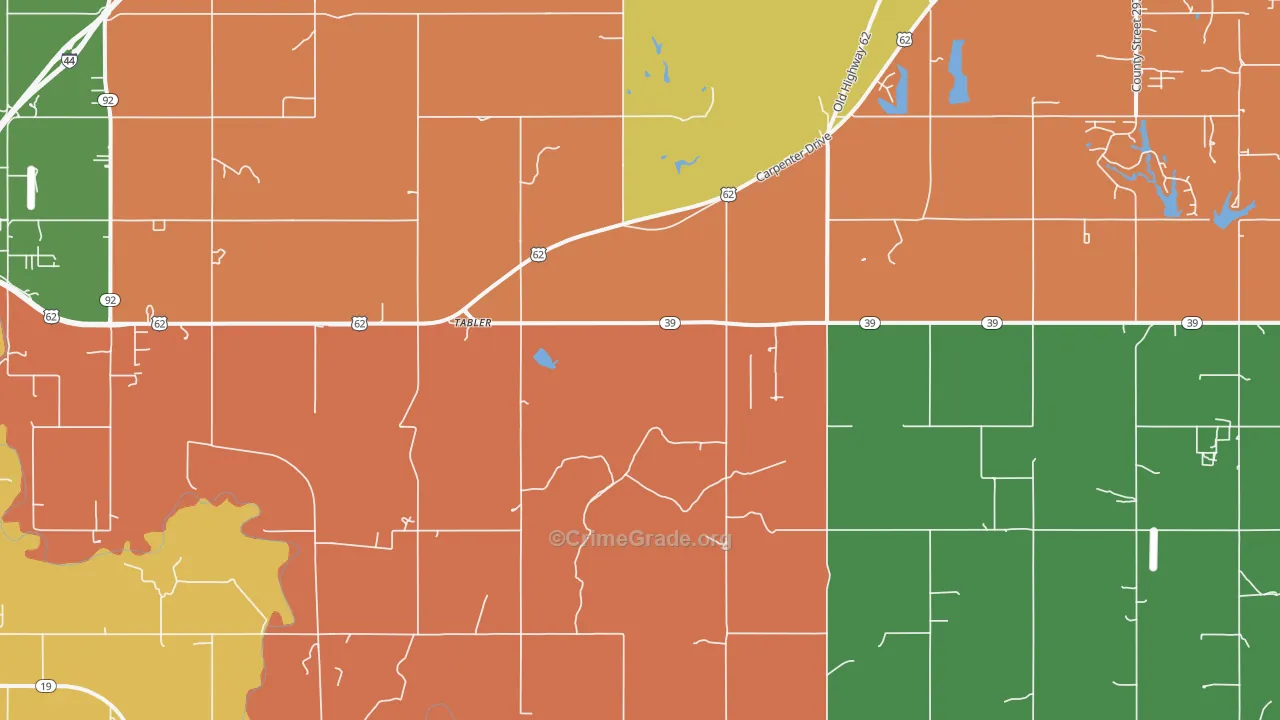 Tabler, OK Map of Robbery Rates