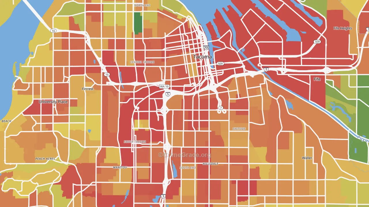 Tacoma, WA Map of Robbery Rates