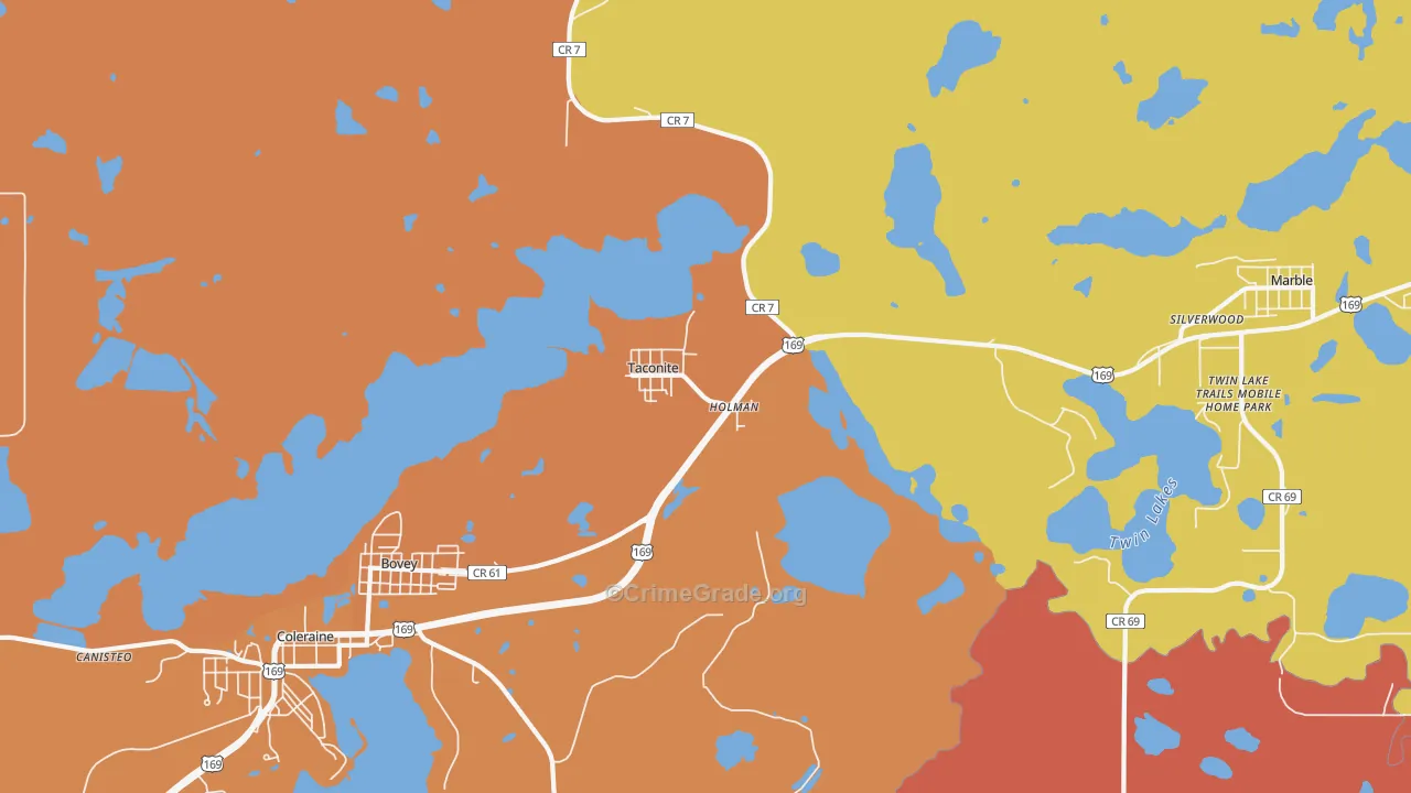 Taconite, MN Map of Robbery Rates