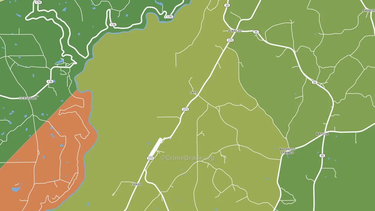 Taff, AL Map of Robbery Rates