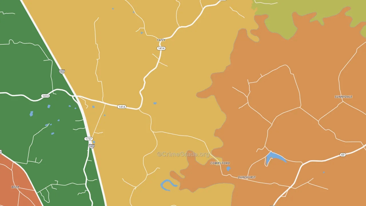 Taffy, KY Map of Robbery Rates