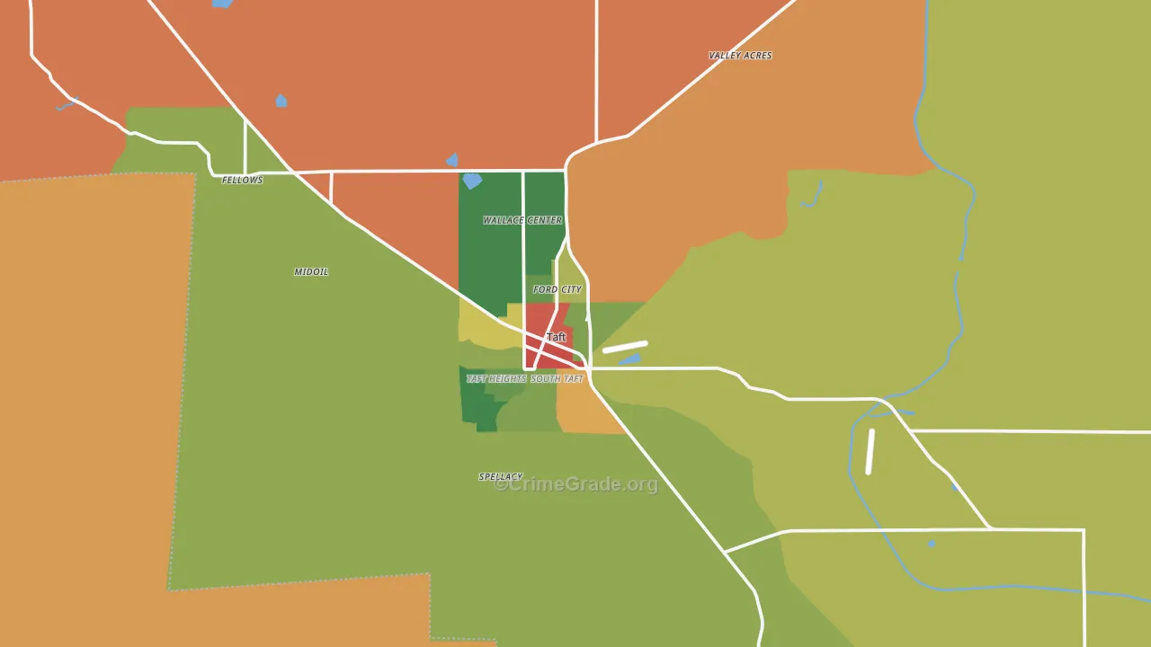 Taft, CA Map of Robbery Rates