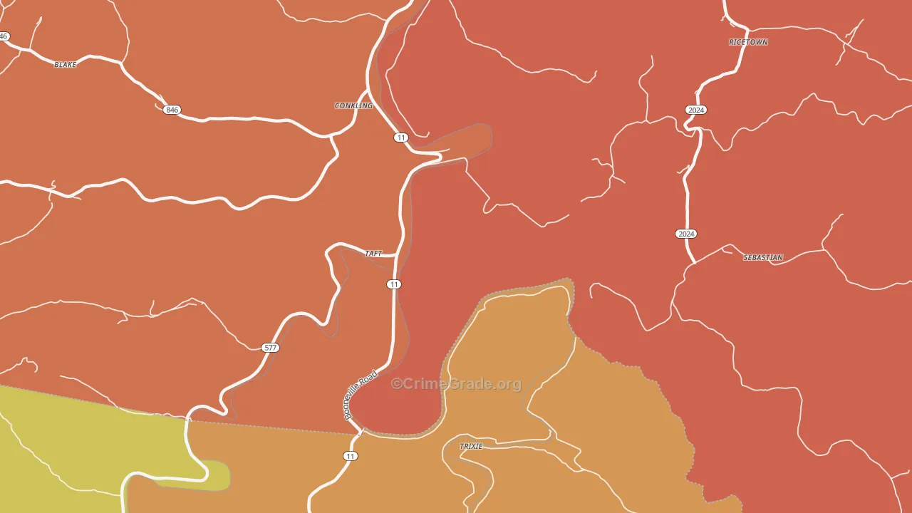 Taft, KY Map of Robbery Rates