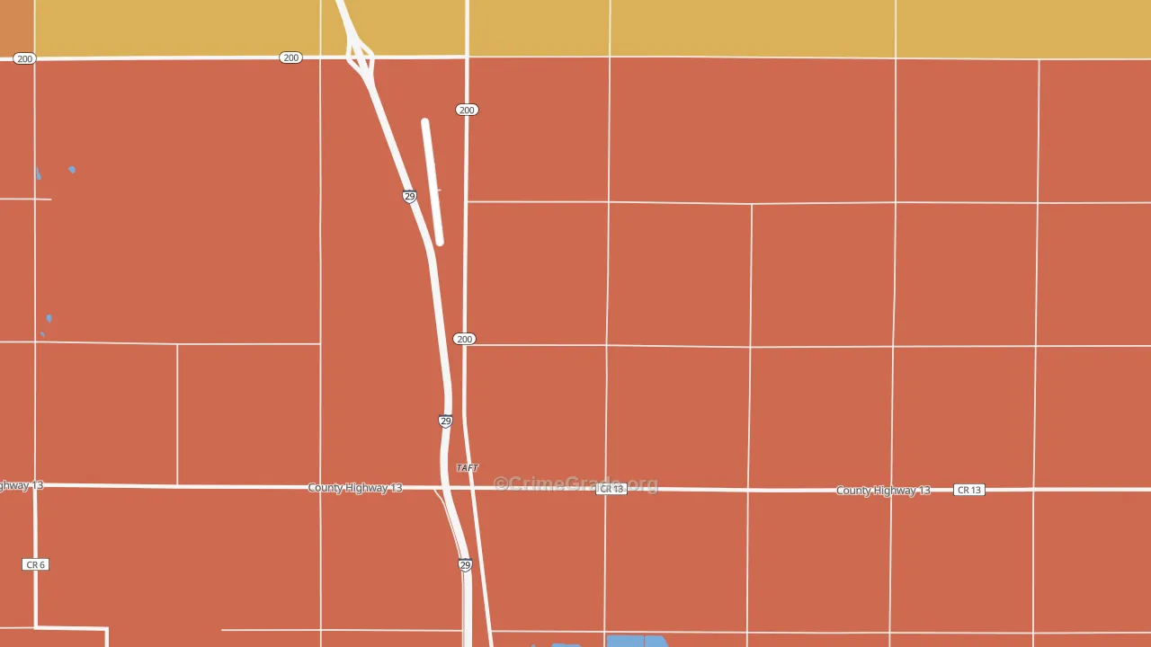Taft, ND Map of Robbery Rates