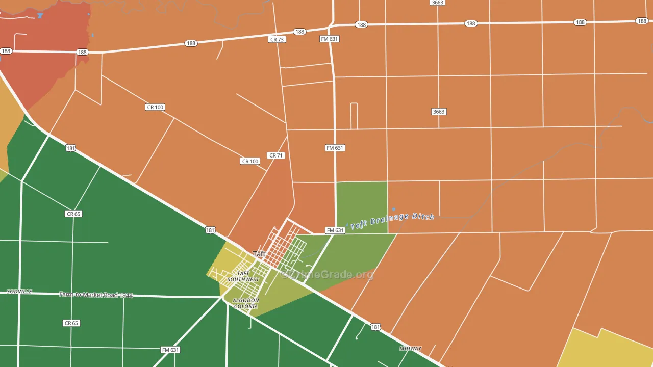 Taft Southwest, TX Map of Robbery Rates