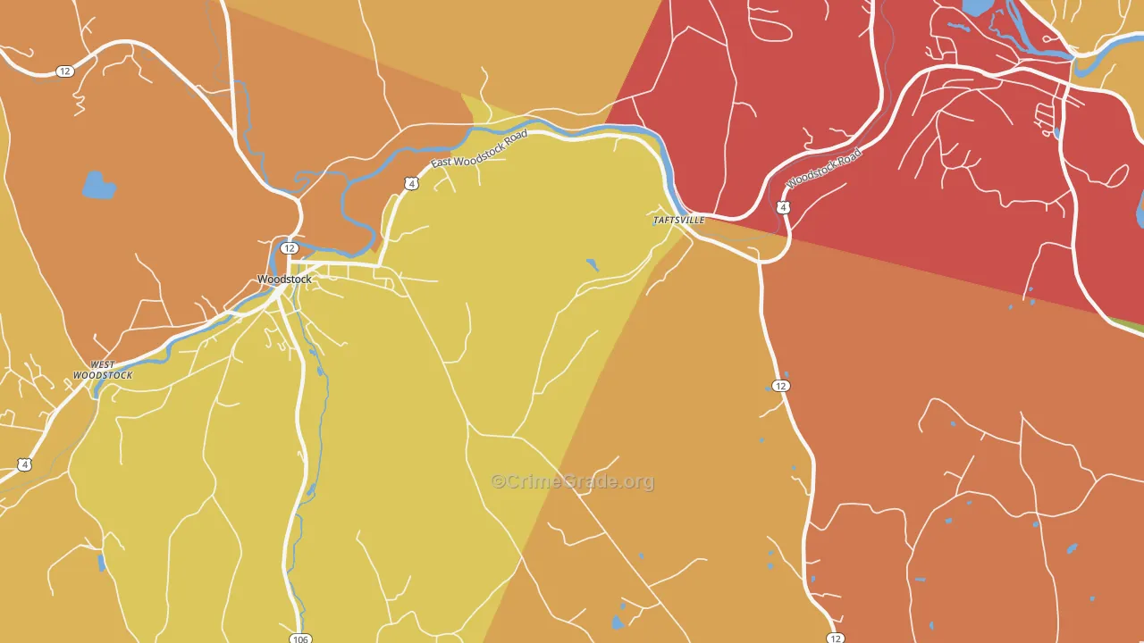 Taftsville, VT Map of Robbery Rates