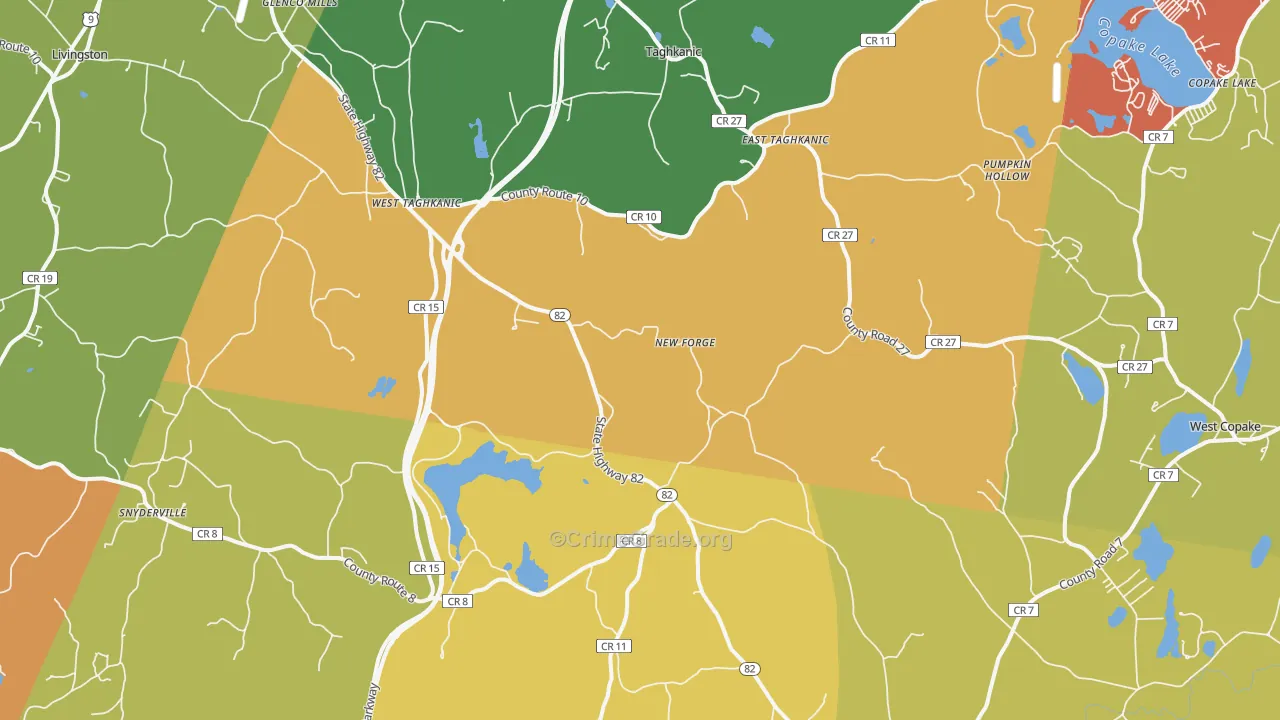 Taghkanic, NY Map of Robbery Rates