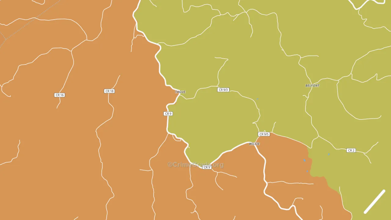 Tague, WV Map of Robbery Rates