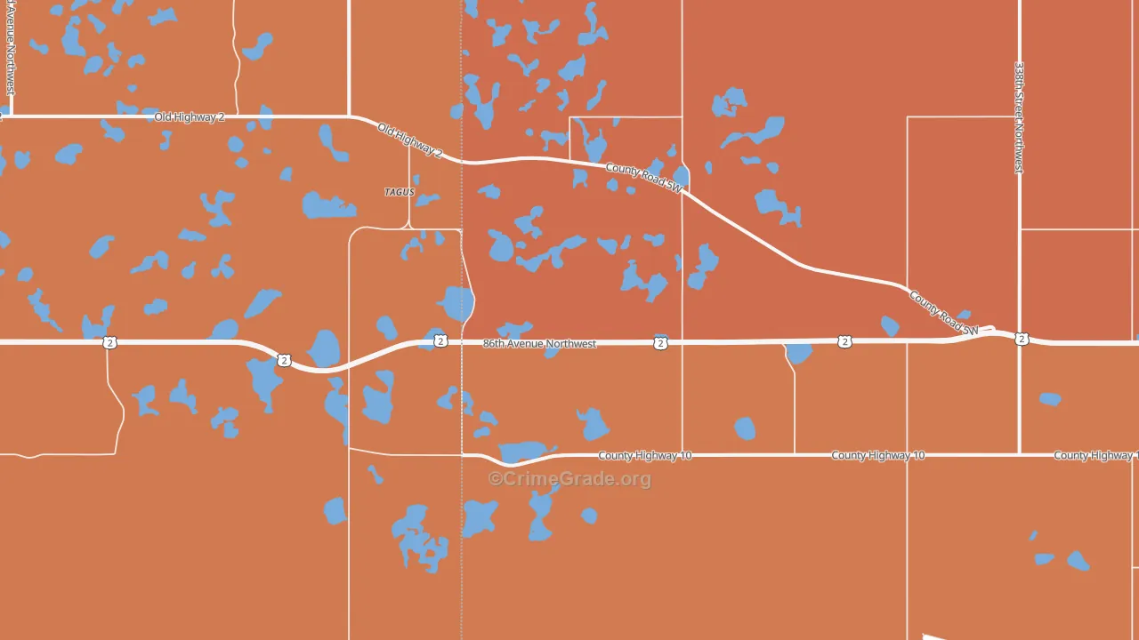 Tagus, ND Map of Robbery Rates