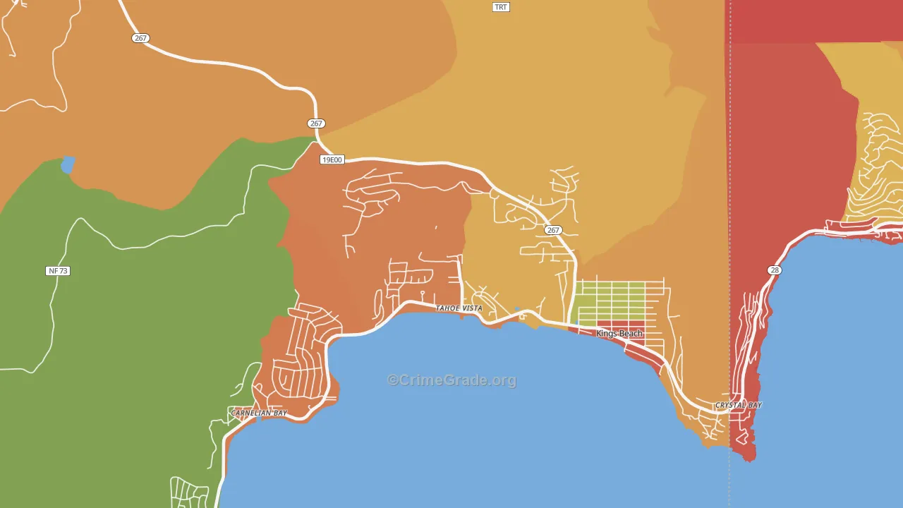 Tahoe Vista, CA Map of Robbery Rates