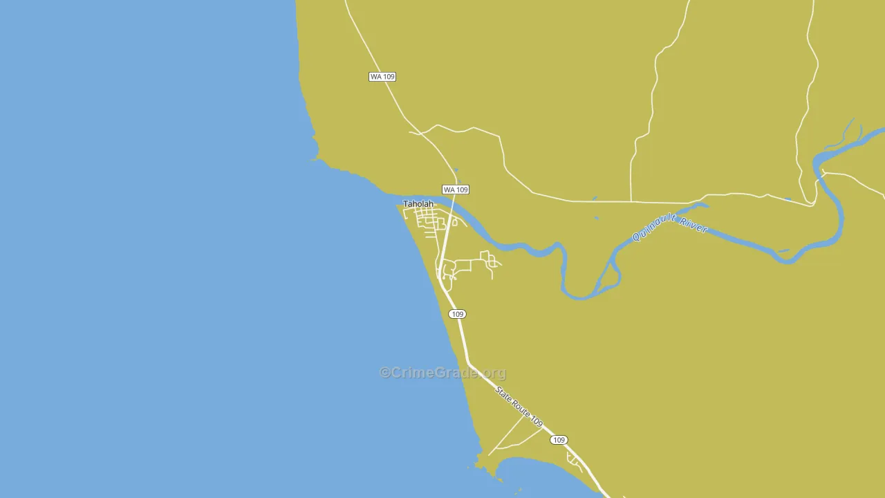 Taholah, WA Map of Robbery Rates
