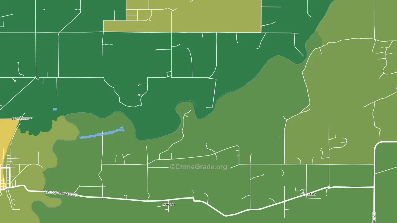 Tahona, OK Map of Robbery Rates